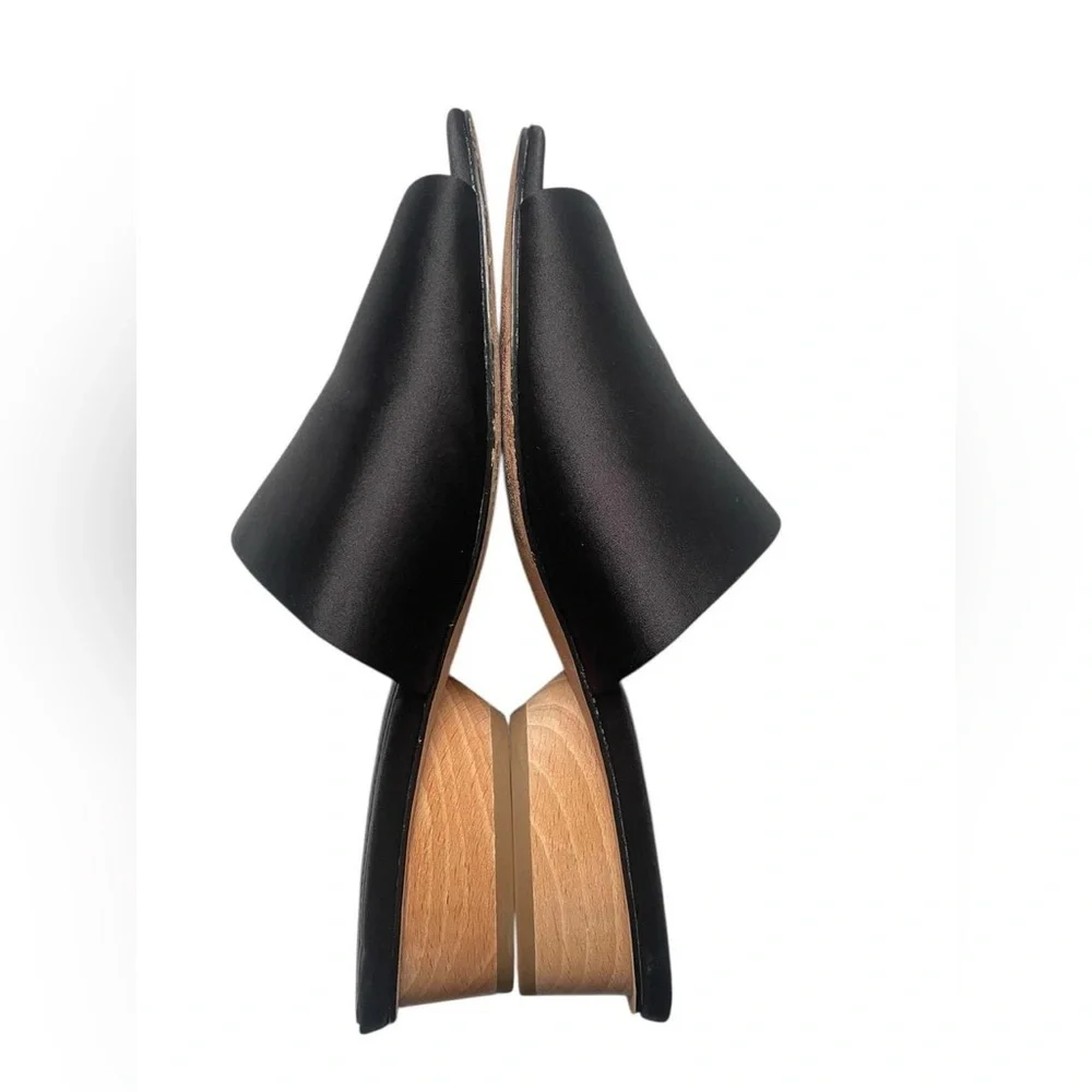 Satin Mules Black Slip On Slides with a 2.5" Heel by Donald Pilner 7.5 - Picture 7 of 8